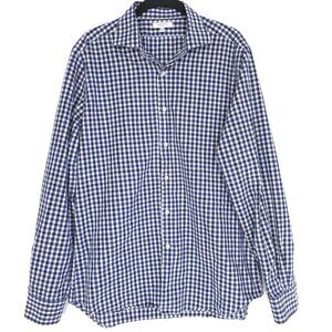 BOGLIOLI MILANO Men’s Shirt Size 42 - 16.5 Check Navy White Black Plaid